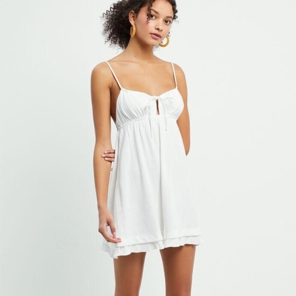 LA hearts linen tie front babydoll dress